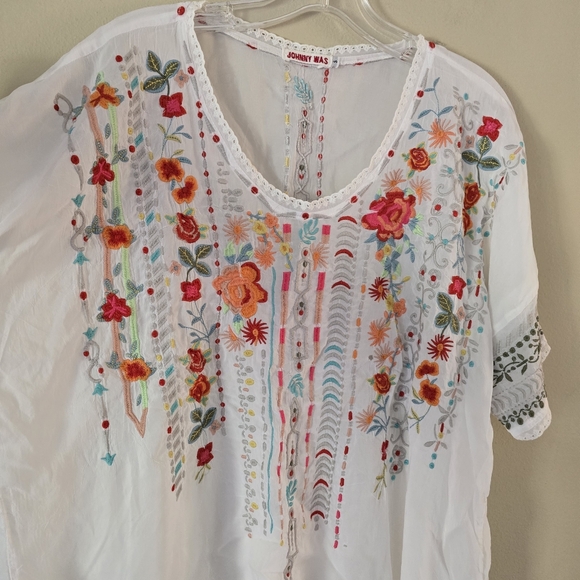 Johnny Was Women's  Floral Embroidered Boho Tunic Blouse‎ Multicolor Size Small - Picture 3 of 6